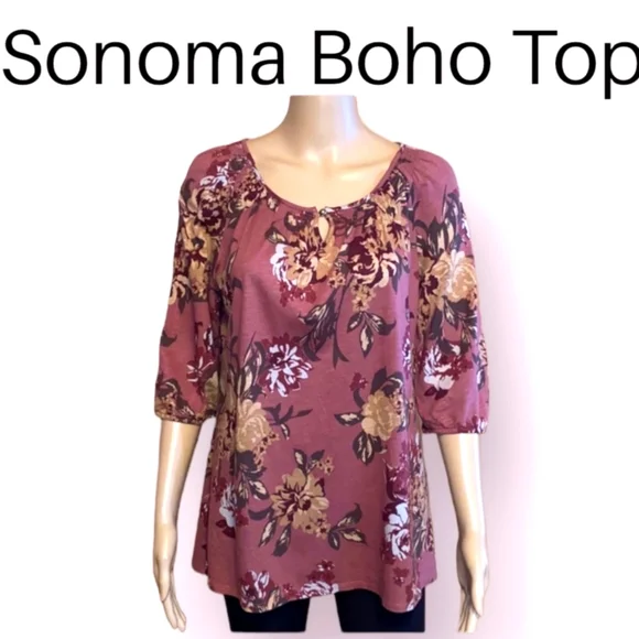 Sonoma Boho Cotton/Modal Top Large - Picture 1 of 6